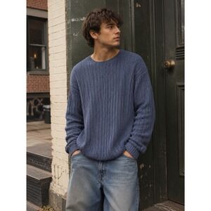 Vintage Polo Ralph Lauren Ribbed Cotton Crewneck Sweater Heritage Blue XL